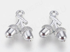 Подвеска Жёлуди 03  16,5*11*4мм цвет платины (литьё) (10шт)