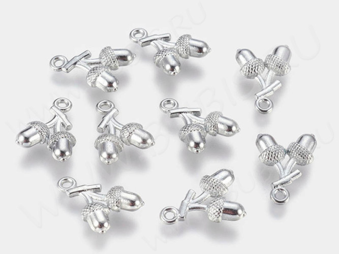 Подвеска Жёлуди 03  16,5*11*4мм цвет платины (литьё) (10шт)