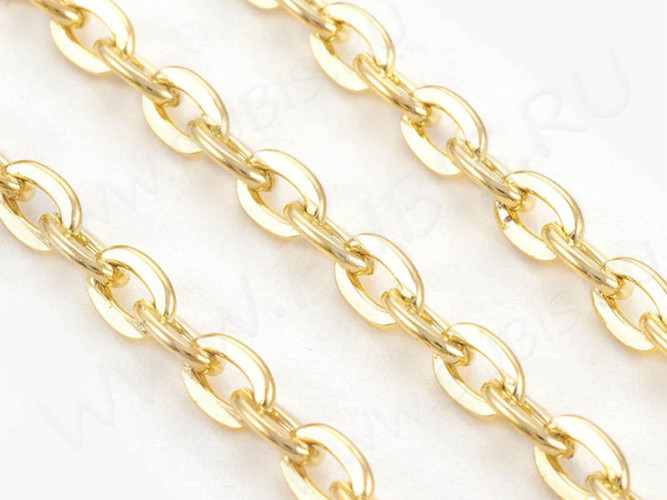 Цепочка I069 с плоским звеном 5*3мм золотистая (Iron) (50см)