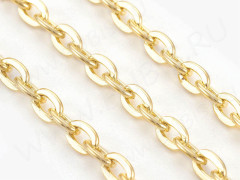 Цепочка I069 с плоским звеном 5*3мм золотистая (Iron) (50см)