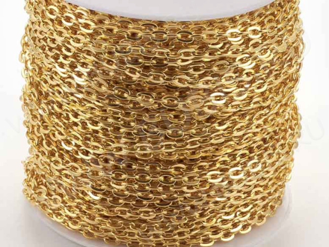 Цепочка I069 с плоским звеном 5*3мм золотистая (Iron) (50см)