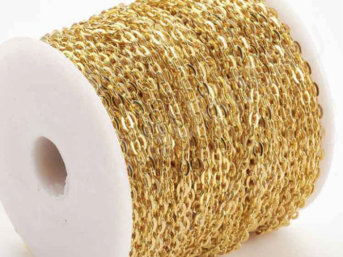 Цепочка I069 с плоским звеном 5*3мм золотистая (Iron) (50см)