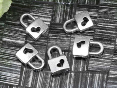 (СКИДКИ!!!) Подвеска Замочек 10 3D с сердечком 10,5*6,5*2,5мм античное серебро (литьё) (10шт.)