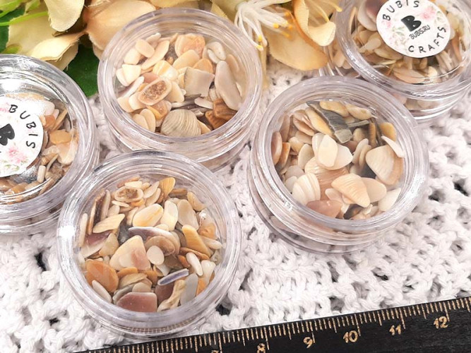 Наполнение для смолы и бутылочек 133 Крошка ракушек 2-10*1-2,5мм Bubis Crafts бежевая (декор)