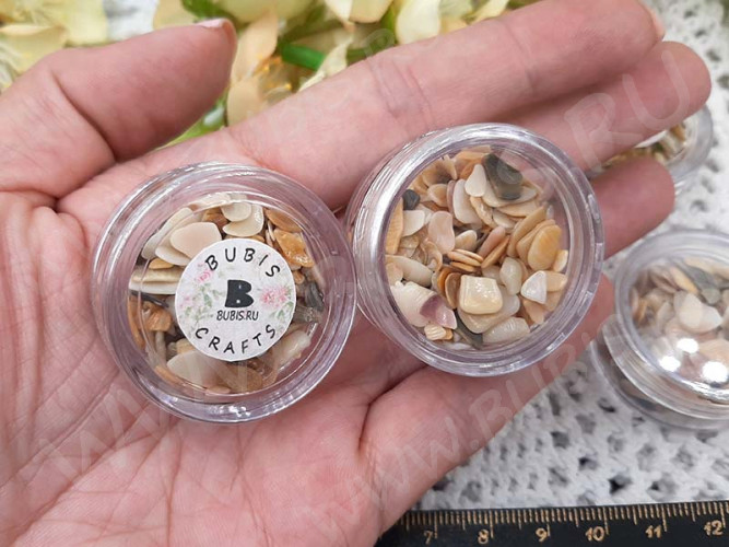Наполнение для смолы и бутылочек 133 Крошка ракушек 2-10*1-2,5мм Bubis Crafts бежевая (декор)