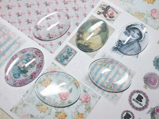 Кабошон стеклянный 43 Овал 40*30*7мм прозрачный (стекло)