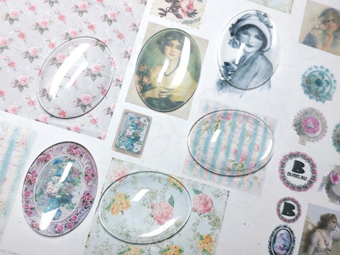 Кабошон стеклянный 43 Овал 40*30*7мм прозрачный (стекло)