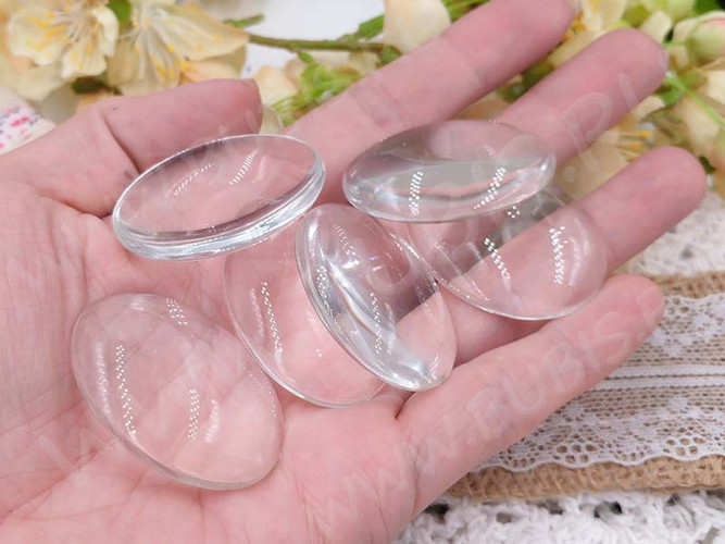 Кабошон стеклянный 43 Овал 40*30*7мм прозрачный (стекло)