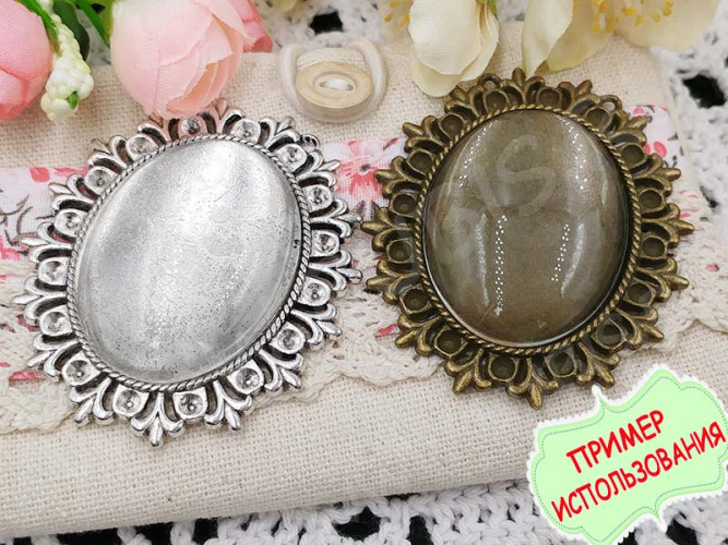 Кабошон стеклянный 43 Овал 40*30*7мм прозрачный (стекло)