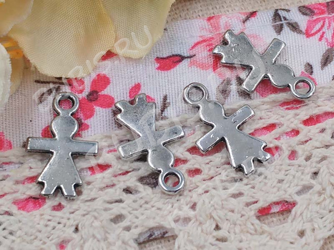 Подвеска Девочка 04 двусторонняя 17*10*1,25мм античное серебро (литьё)