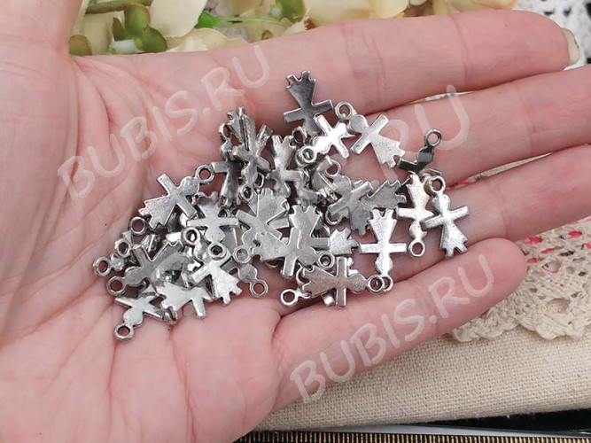 Подвеска Девочка 04 двусторонняя 17*10*1,25мм античное серебро (литьё)