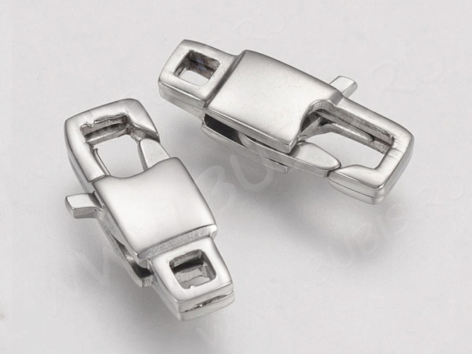 Замочек карабин №097 прямоугольный 15*7*3,5мм цвет платины (Хирургическая сталь)