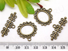 123 Тоггл Завитушки 23*23мм и 32*12мм античная бронза (литьё)