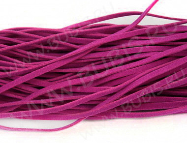 Велюровый шнур 01 плоский 3*1мм т.фуксия (1м)