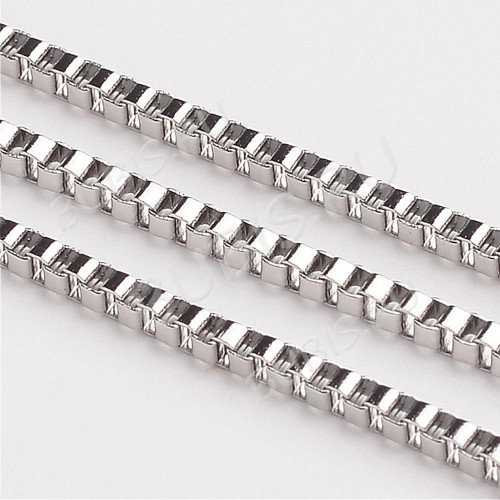 Цепочка S69 Кубы коробочка мелкая 2,5*2,5*0,6мм цвет платины (Хирургическая сталь) (50см)