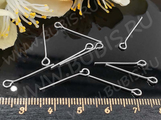 Штифт с петлёй 20*0,7мм пины с ушком цвет платины (Iron) (100шт)