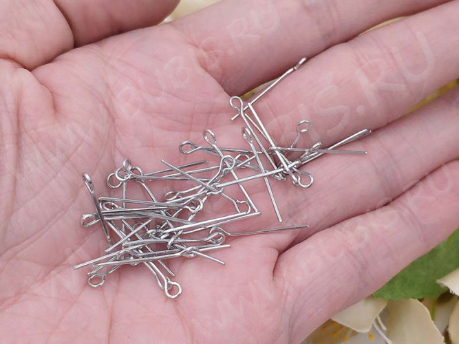 Штифт с петлёй 20*0,7мм пины с ушком цвет платины (Iron) (100шт)