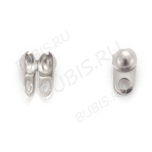 Зажимы №59 Калотты (скуфейки) концевики стальные 5*3мм цвет платины (Хирургическая сталь) (20шт)
