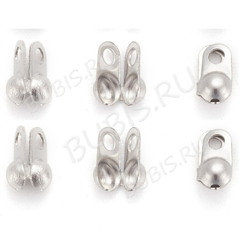 Зажимы №59 Калотты (скуфейки) концевики стальные 5*3мм цвет платины (Хирургическая сталь) (20шт)
