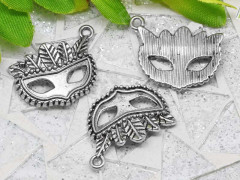 Подвеска Маска 03 карнавальная 21,5*17,5*3,3мм античное серебро (литьё)