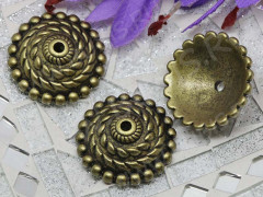 200 Шапочка пластиковая огромная 26,5*26,5*9мм античная бронза (АКРИЛ)