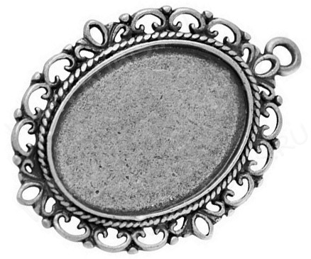 Подвеска-сеттинг Овал 05 (сеттинг 25*18мм) 39,5*29*2мм античное серебро (литьё)