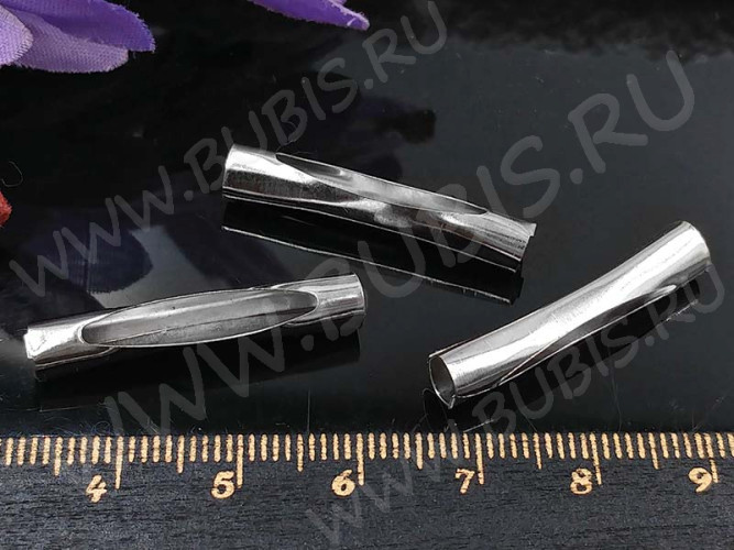 Трубочка металлическая 26 29*5мм для шнура с отверстием никель (Iron)