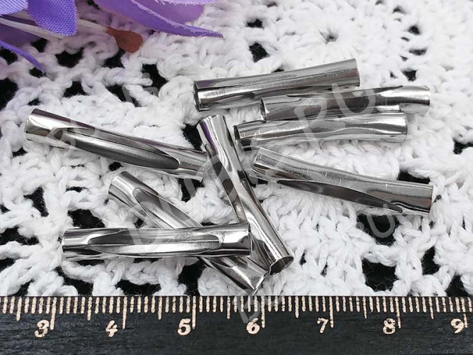 Трубочка металлическая 26 29*5мм для шнура с отверстием никель (Iron)