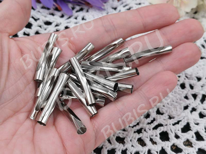 Трубочка металлическая 26 29*5мм для шнура с отверстием никель (Iron)