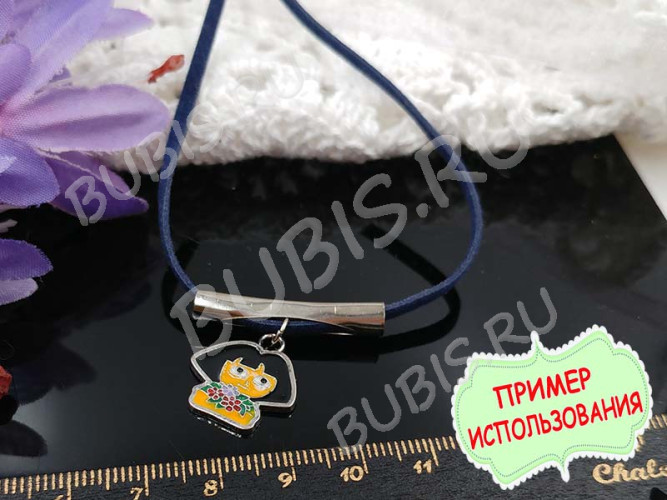 Трубочка металлическая 26 29*5мм для шнура с отверстием никель (Iron)