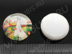 Кабошон стеклянный 33 Круглый 18*18*5мм рисунок 12 (стекло)