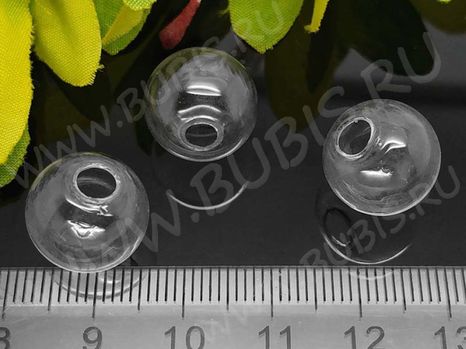 Пузырь стеклянный 40 Сфера с одним отверстием (3,5-4,5мм) 14*13мм прозрачный (стекло)
