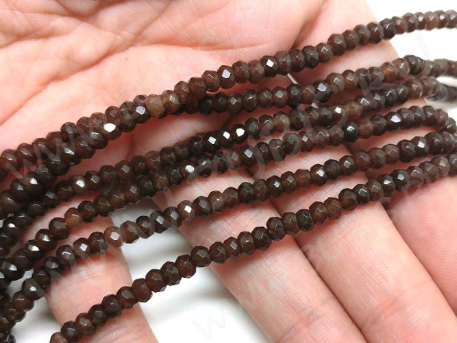 Бусина каменная Рондель 12 ГРАНЁНЫЙ 4*4*2,5мм Агат коричневый (камни) (10шт.)