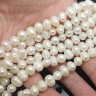 Купить (ОПТ) Бусина Жемчуг 23 пресноводный Тыковки 7-9мм натуральный (камни) (нить 35-37см) с доставкой по России