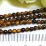 Купить (ОПТ) Бусина округлая "каменный бисер" 3мм Тигровый глаз (камни) (НИТЬ) с доставкой по России