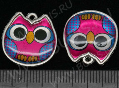 Подвеска Сова 13 двусторонняя с картинкой 19,2*18,7*2,3мм цвет 04 (цветные подвески)