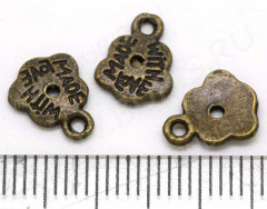 (СКИДКИ!!!) Подвеска Цветочек 14 &quot;Made with Love&quot; 10*8*1,2мм античная бронза (литьё) (10шт.)