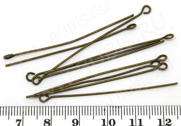 (ОПТ) Штифт с петлёй 50*0,7мм античная бронза (Iron) (100г)