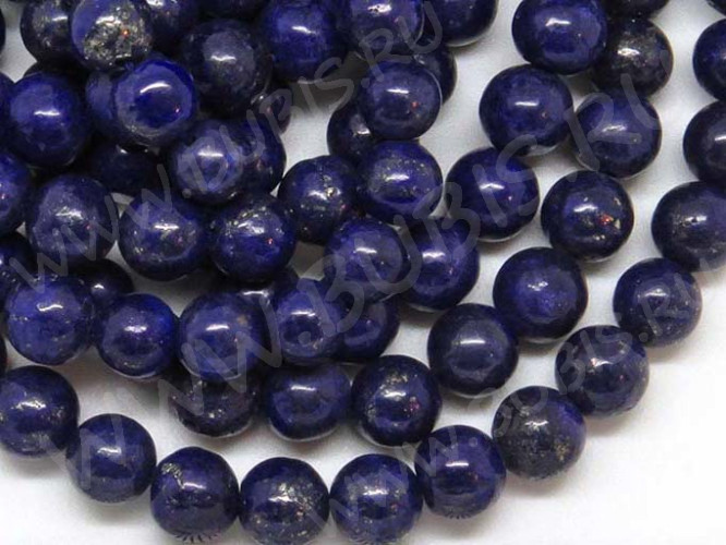 (ОПТ) Бусина округлая 10мм Лазурит с пиритом натуральный (камни) (НИТЬ)