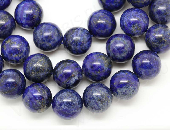 (ОПТ) Бусина округлая 10мм Лазурит с пиритом натуральный (камни) (НИТЬ)