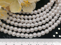 Бусина "жемчуг" 6мм белая розоватая (стекло) (10шт.)