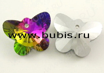 Хрустальная подвеска 11 Бабочка 15*12мм*8мм бензиновая, одна сторона посеребрённая (имитация Сваровски)