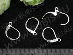 Швензы с французским замком №01 крабики 15*10*1,8мм серебристые (Brass) (1 пара)