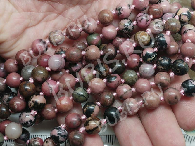 (СКИДКИ!!!) Бусина округлая 6мм Родонит (камни) (10шт)