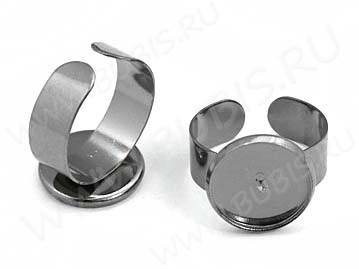 Основа (заготовка) для кольца 093 18мм с сеттингом 14мм черный никель (Brass)