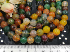 (ОПТ) Бусина округлая ГРАНЁНАЯ 10мм Агат МИКС зелёно-коричнево-жёлтый (камни) (НИТЬ)