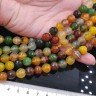 Купить (ОПТ) Бусина округлая ГРАНЁНАЯ 10мм Агат МИКС зелёно-коричнево-жёлтый (камни) (НИТЬ) с доставкой по России