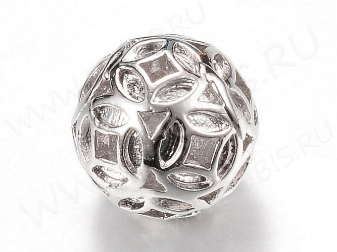 Бусина ажурная 34 Шарик 10*10мм цвет платины (LUX Китай) (Brass)