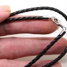 Шнур с замочком 35 детский плетёный кожаный круглый 3мм черный (35см)(кожа+хирургическая сталь) Купить Шнур с замочком 35 детский плетёный кожаный круглый 3мм черный (35см)(кожа+хирургическая сталь) с доставкой по России