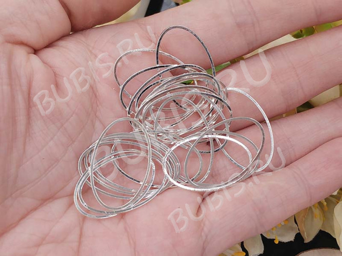 (СКИДКИ!!!) Декоративный элемент 015 Овал 26*16*1мм серебристый (Brass) (10шт.)